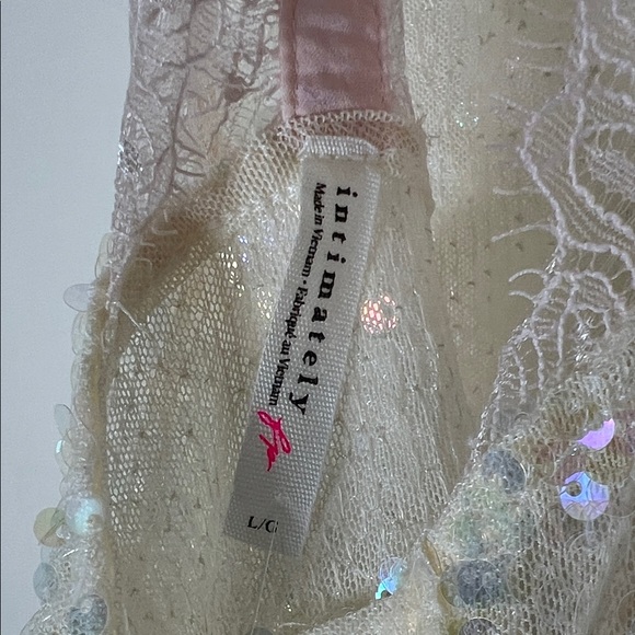 NWT Sequin Lace Halter Top Cream Free People - Picture 10 of 13